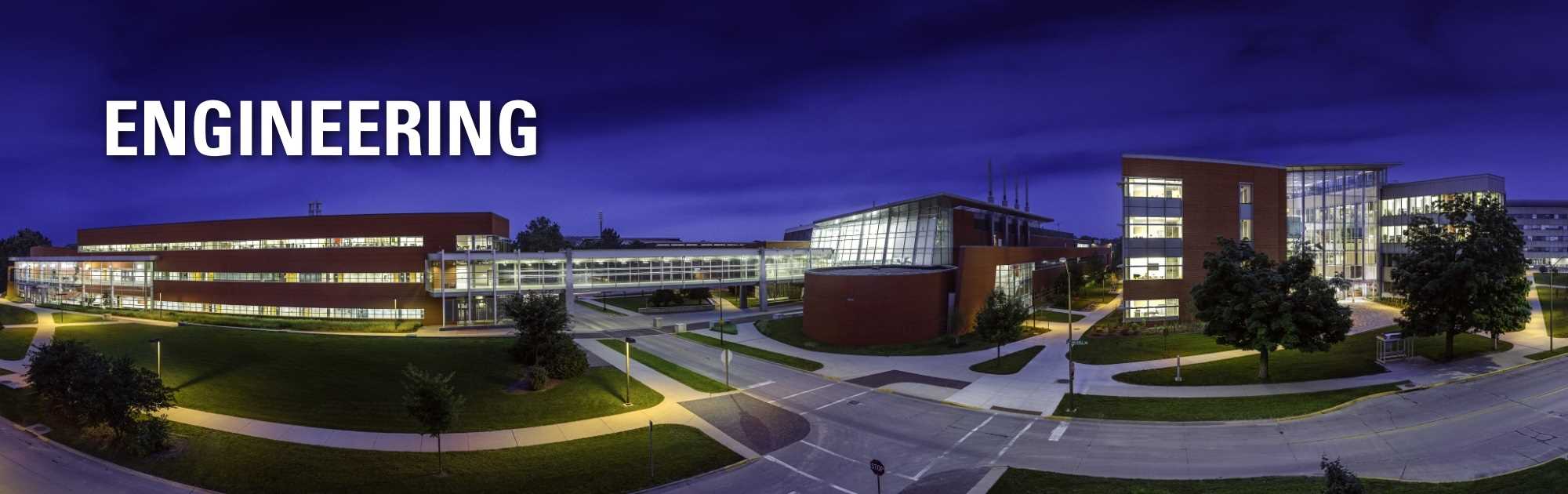 Nightview of the Iowa State University College of Engineering: Engineering.